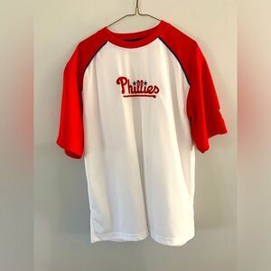 VTG Lee Sport Philadelphia Phillies Baseball Jersey Color Block White Red Blue L